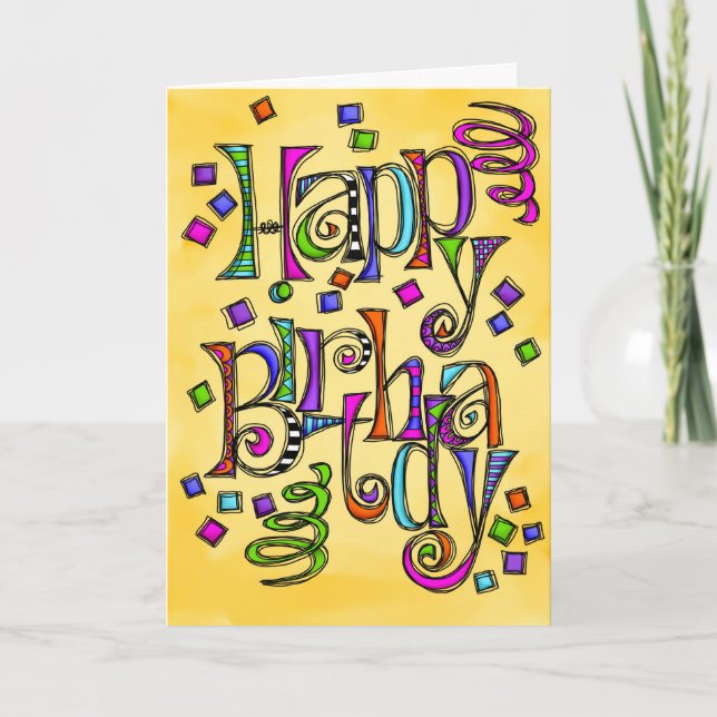 Carte Sketchy Joyeux anniversaire (Devant)