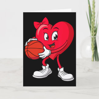 Carte Sketll Valentine's Day Cute Red Heart Player Girls