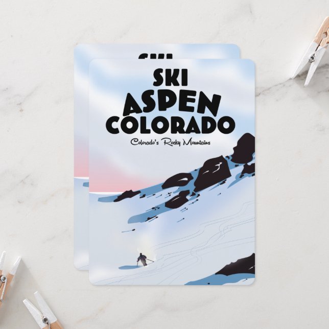 Carte Ski Aspen Colorado (Devant/Arrière en situation)