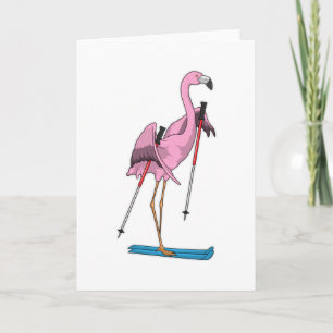 Carte Ski de Flamant rose