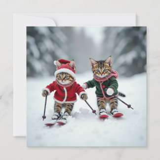 Carte ski kitty catmas
