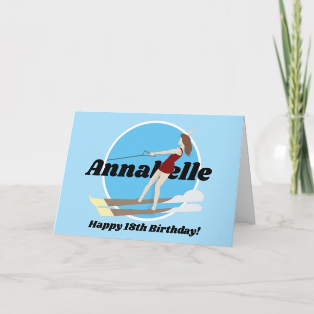 Carte Ski nautique de style vintage (Devant)