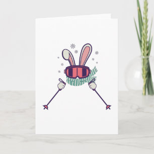 Carte Ski Rabbit avec bâtons de ski et lunettes de ski