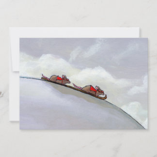 Carte Ski racing rats amusant art unique ski peinture de