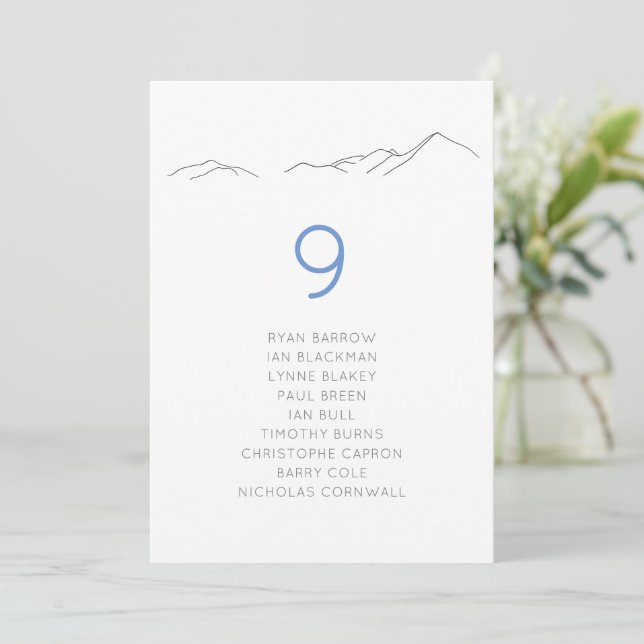 Carte Ski Snowy Mountain Mariage Carte de siège (Debout devant)