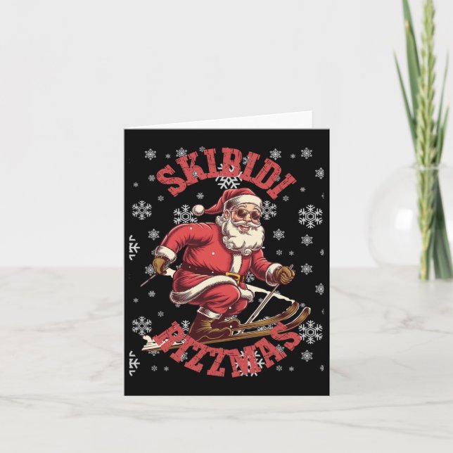 Carte Skibidi Rizzmas Funny Père Noël Rizz Noël Ski San (Devant)