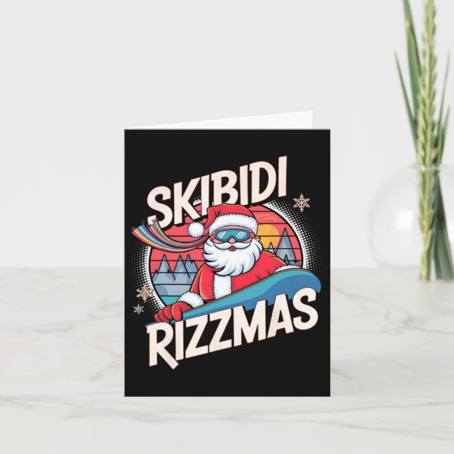 Carte Skibidi Rizzmas Funny Père Noël Snowboard Noël Chr (Devant)