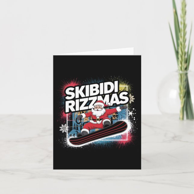 Carte Skibidi Rizzmas Snowboard Père Noël Funny Noël Chr (Devant)
