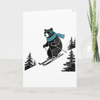 Carte Skiing Bear, Funny Wintersports, Dad Ski Slope, Fu