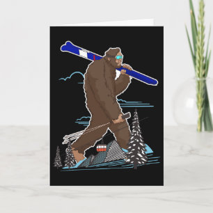 Carte Skiing Bigfoot Drôle Sasquatch Ski pour l'hiver Sk