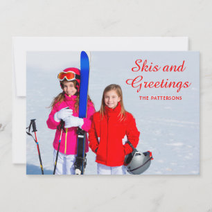 Carte Skis et voeux Photo personnalisée Noël