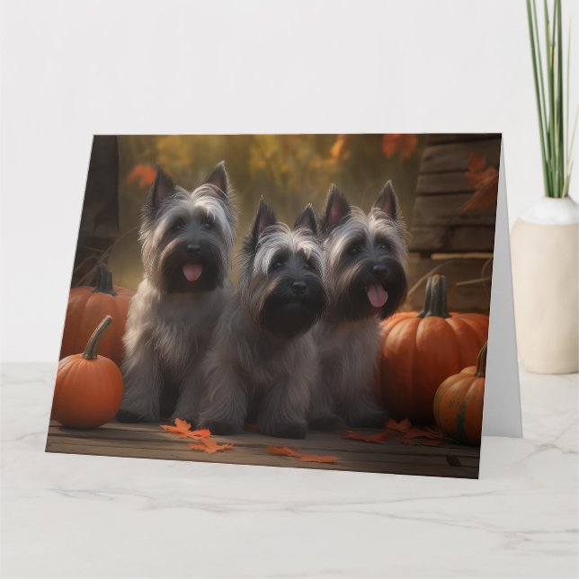 Carte Skye Terrier Chiot Automne Citrouille délice (Devant)