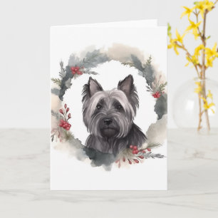 Carte Skye Terrier Fête de Noël Wreath Pup