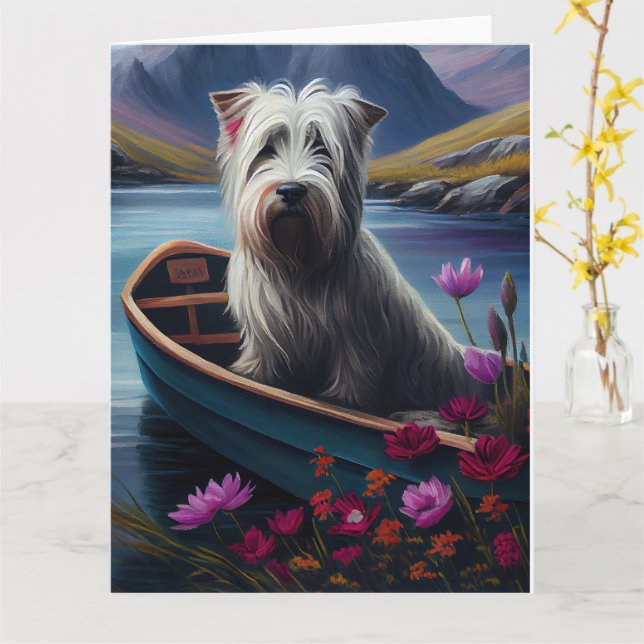 Carte Skye Terrier sur une pagaie : une aventure Pittore (Fleur jaune)