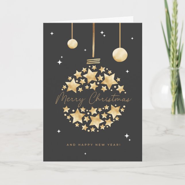 Carte Slate & Gold Merry Christmas &A Happy New Year"  (Devant)