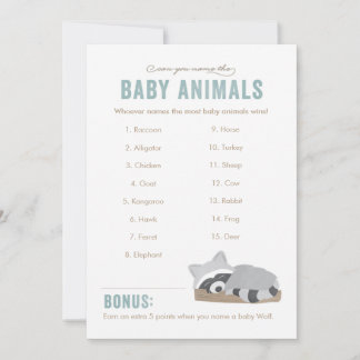 Carte Sleepy Raccoon Baby Animals Jeu Board
