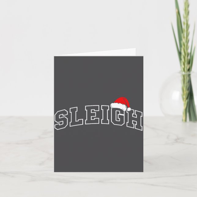 Carte Sleigh Christmas Varsity Minimal Text Santa Hat Fa (Devant)