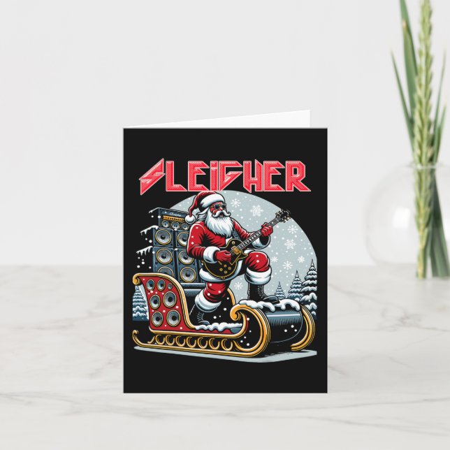 Carte Sleigher Hail Père Noël Lourd Metal Christmas Rock (Devant)