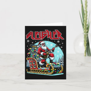 Carte Sleigher Hail Père Noël Lourd Metal Christmas Rock