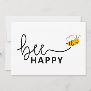 Carte Slogan bee happy, ne vous inquiétez pas. Sois cont