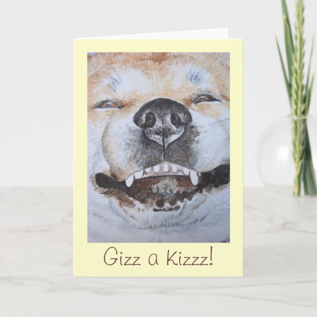 Carte slogan de baiser et drôle photo de mignon chien so (Devant)
