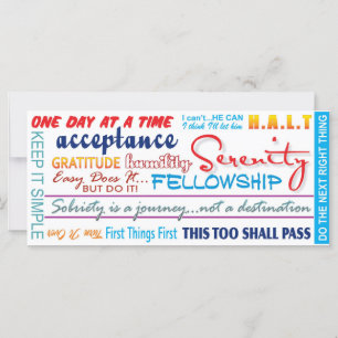 Carte slogans de récupération en 12 étapes signet
