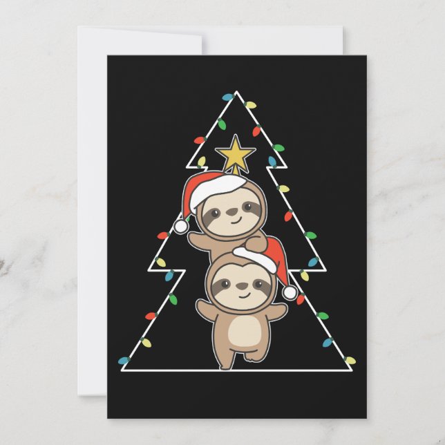Carte Sloth Christmas Tree Animaux de Noël Sloths (Devant)