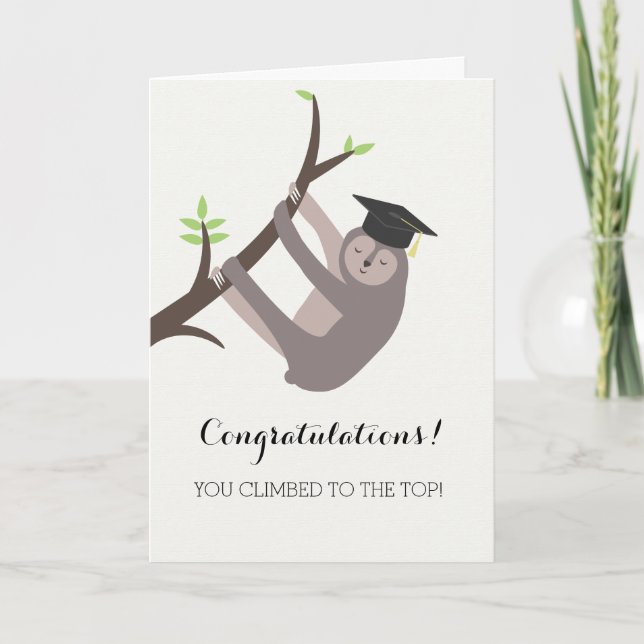 Carte Sloth Graduation Card Yellow Gold (Devant)