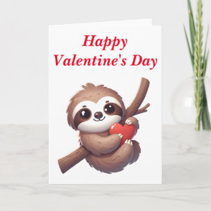 Carte Sloth Holding a Heart Blank Valentine's Day