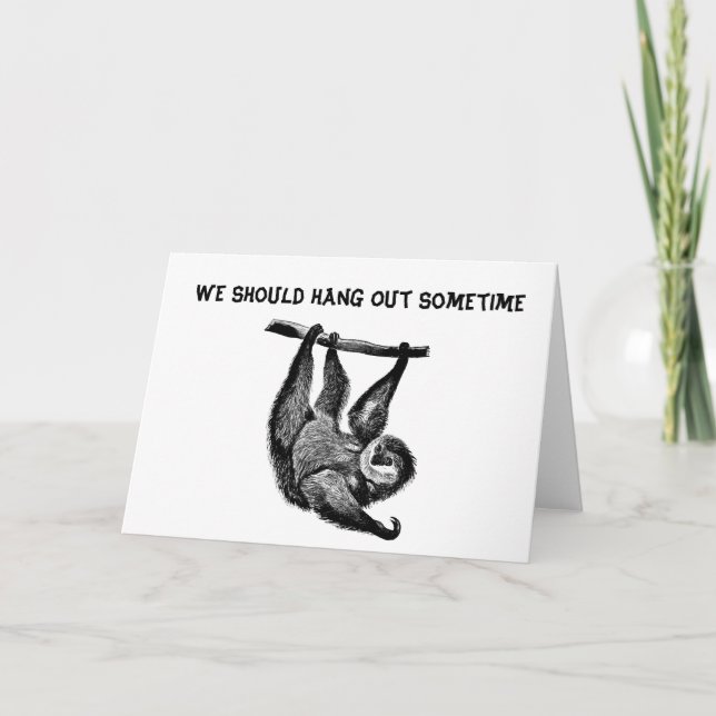 Carte Sloth pendu dans arbre animal jungle safari art (Devant)