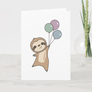 Carte Sloth S'Envole Avec Des Ballons