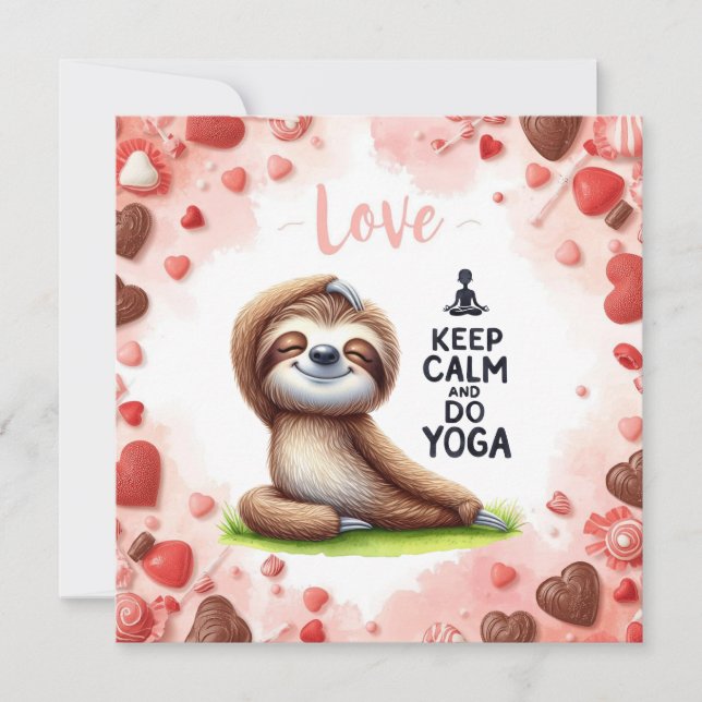 Carte Sloth with text LOVE for Valentine's Day (Devant)