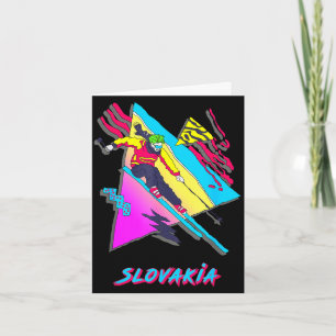 Carte Slovaquie vibrante ski art rétro inspiré du ski