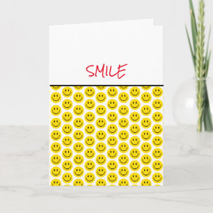 Carte Smile Face Jaune Noir Blanc Joyeux Salutation