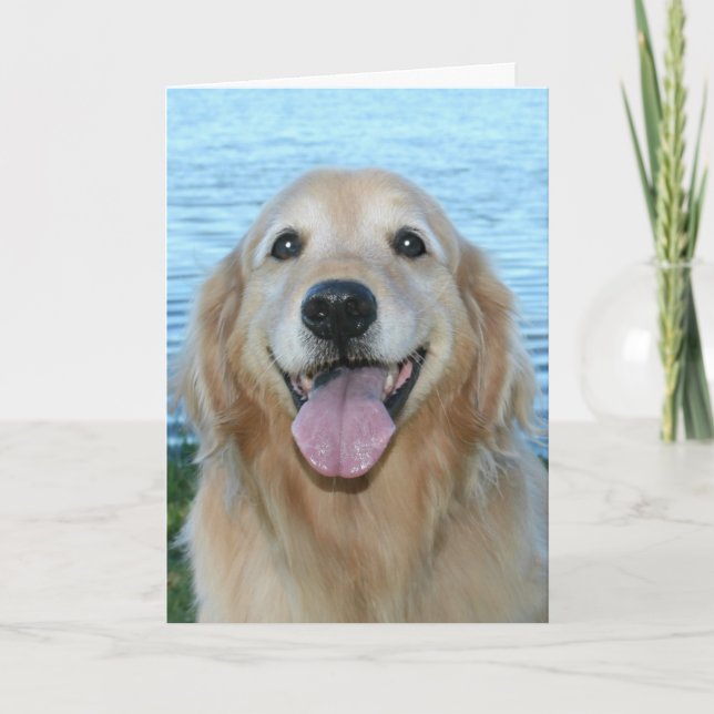 Carte Smiling Golden Retriever Joyeux Jour (Devant)