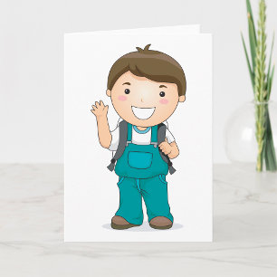 Carte Smiling School Boy avec sac à dos