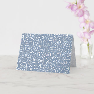 Carte Smokey Blue w Dancing Music Notes