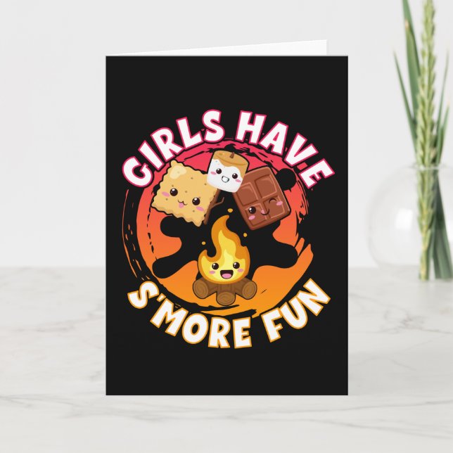 Carte Smore Fun Girls Kids Camping Camping Feu (Devant)