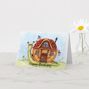 Carte Snail Avec Maison Sur Le Dos Aquarelle Anniversair