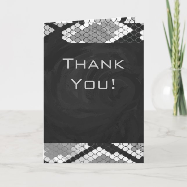 Carte Snakeskin Gris, blanc et noir Monogramme (Devant)