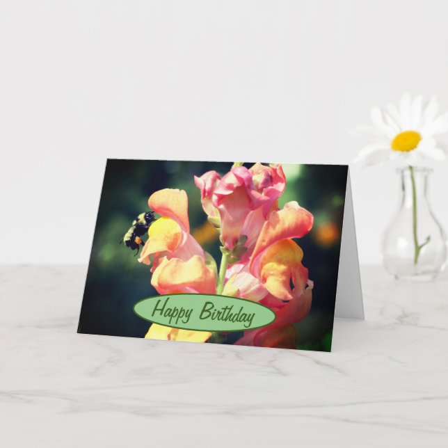 Carte Snapdragon Et Bumble Bee Anniversaire (Petite plante)