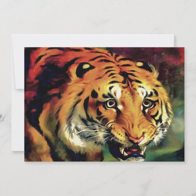 Carte Snarling Tiger Portrait Artistique (Devant)