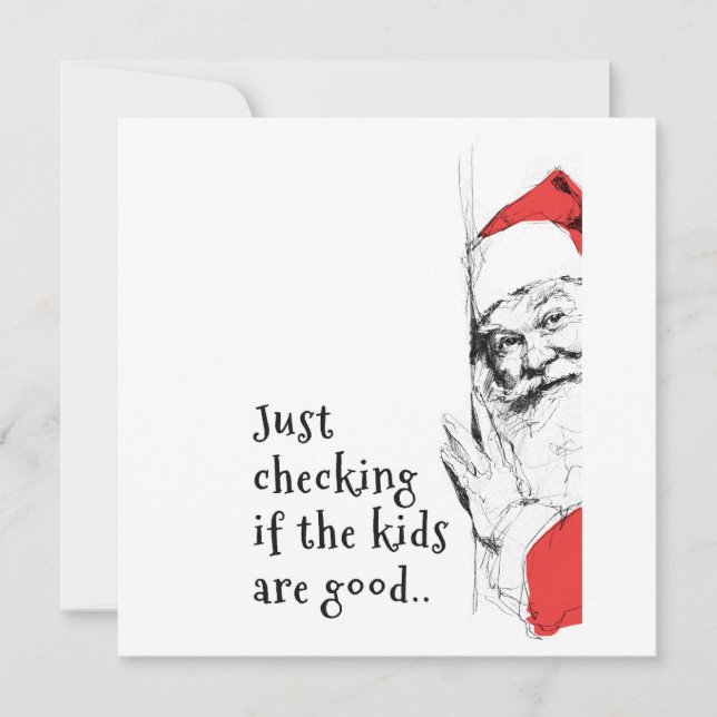 Carte Sneaky Père Noël, juste vérifier les enfants (Devant)