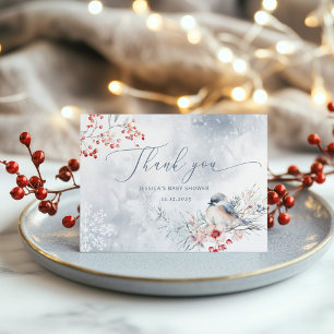 Carte Snoflakes d'hiver baby shower bleu poussiéreux mer