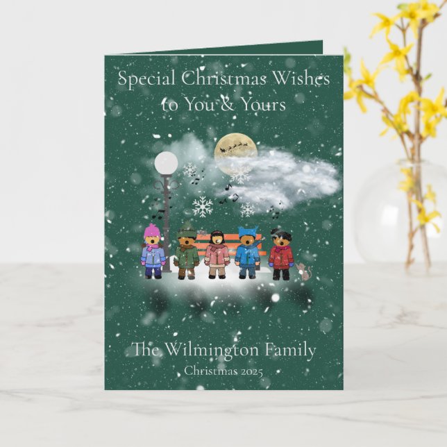 Carte Snow Quintet Famille Photo Noël Pliage (Fleur jaune)