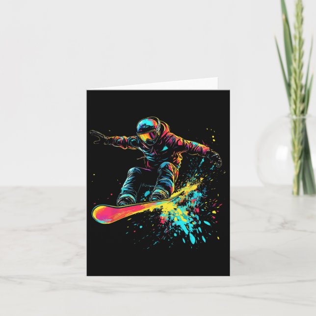 Carte Snowboard Color Paint Splash Snowboarder Downhi (Devant)
