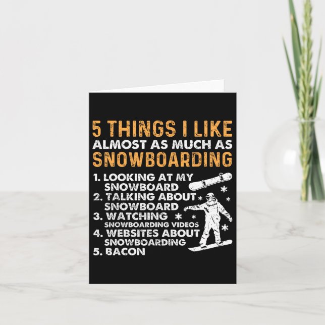 Carte Snowboard Snowboard Bacon 5 choses que j'aime Almo (Devant)
