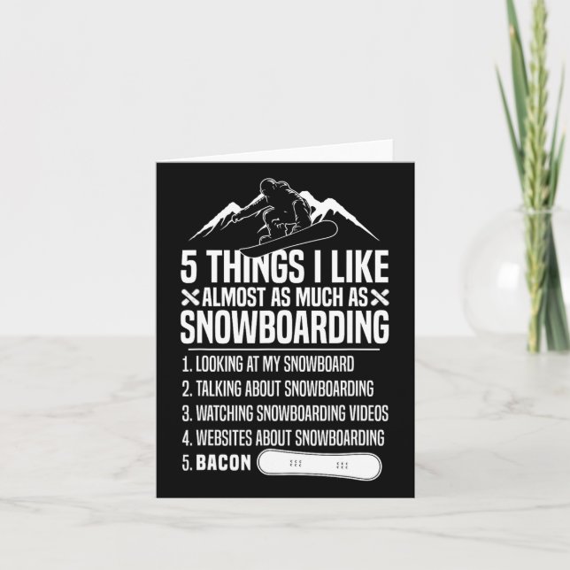 Carte Snowboard Snowboard Bacon 5 choses que j'aime Almo (Devant)