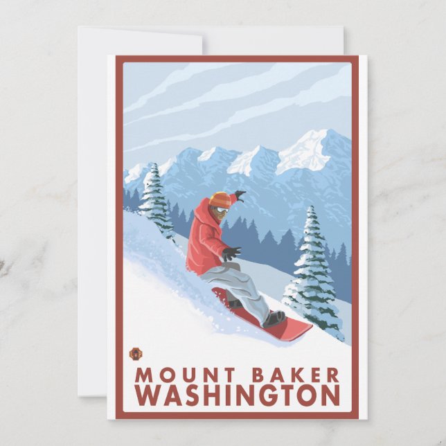Carte Snowboarder Scene - Mount Baker, Washington (Devant)