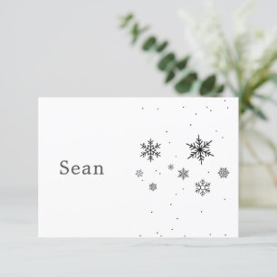 Carte Snowflakes Mountain Chalet Ski hiver noir blanc